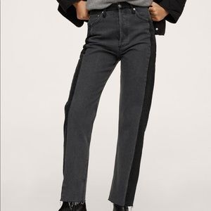Mango High waist straight jeans, grey and black, size 6